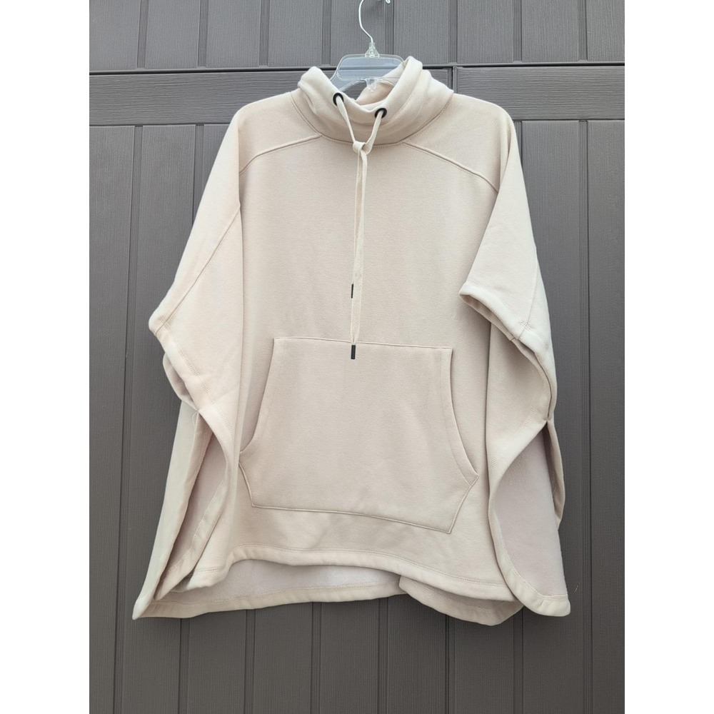 Mono B Women's Fleece Poncho Sweater In Oatmeal Cream/Beige One Size